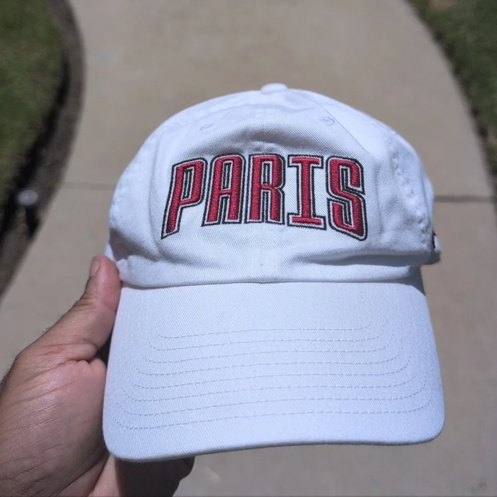 White Jordan Cap with Red Paris Embroidery NWOT